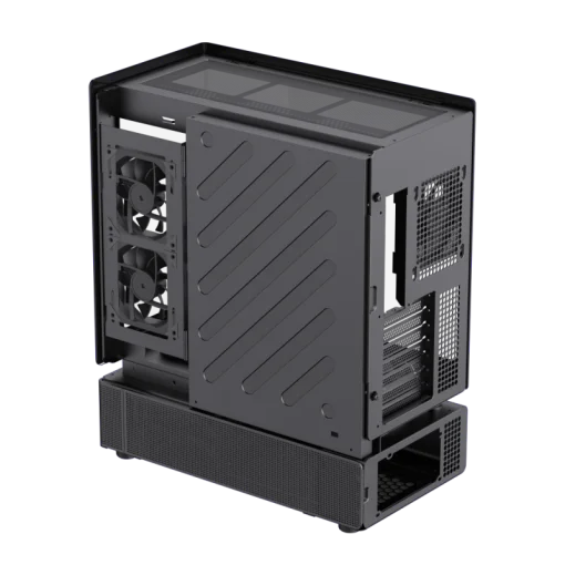 Cod. 318 Case GAMEMAX N80 BK / vidrio Curvo templado panorámico / Diseño modular desmontable: / 1*USB3.0 + 1*Tipo-C Gen2 / audio HD / Montaje vertical de tarjeta GPU / Refrigeración integral: cobertura de 270: 6*ventiladores 12mm. ARGB + HUB Fan PWM ARGB