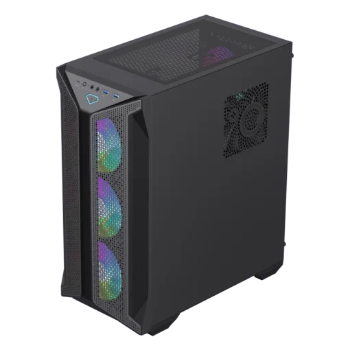 Cod. 399 Case GAMEMAX Brufen COC / E-ATX / Panel frontal Mesh corte en diamante / vidrio templado con bisagra lateral / 2*USB3.0, USB-C, USB2.0 / Incluye 5*Fans (1*Fan Turbo 14CM COC P/MB + 4 Fans 12CM ARGB + Controlador V5.0 PWM+ARGB hub + Control remoto