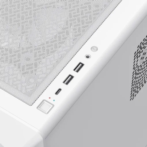 Cod. 350 Case GAMEMAX Vista COC AW WH/ ATX / USB-C, USB3.0, USB2.0 / panorámica de 262° vidrio templado / Arquitectura de refrigeración y overclocking COC 1*Turbo Fan P/MB / Incluye 5*Fans 120mm ARGB