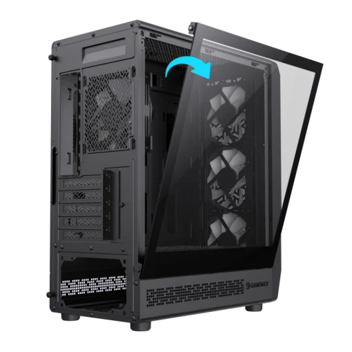 Cod. 351 Case GAMEMAX FORGE COC / M-ATX / USB-C, USB3.0, USB2.0 / lat. vidrio templado y fron. diseño parrila ABS / Bloqueo interruptor de niños / audio HD / COC 1*Turbo Fan P/MB / Incluye 4*Fans ARGB 120mm