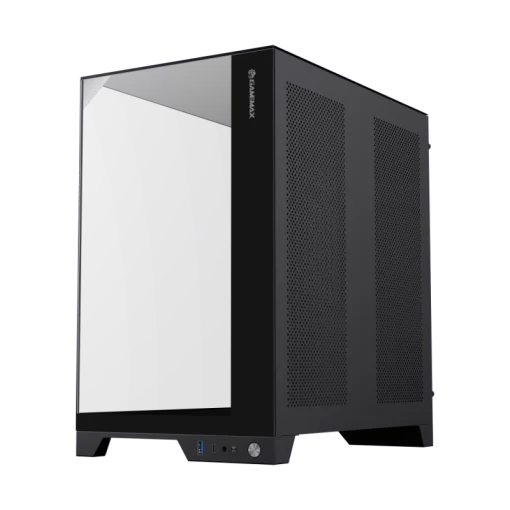 Cod. 371 Case GAMEMAX Infinity Pro BK / ATX / USB 3.0/USB-C / Diseño Vista Panorámica 3 lados vidrios templados / admite: refri. líquida 360° &amp; VGA 400mm / Incluye 5*fans ARGB 120mm (2*Post., 3*Infe.) + Controlador RGB AURA Sync