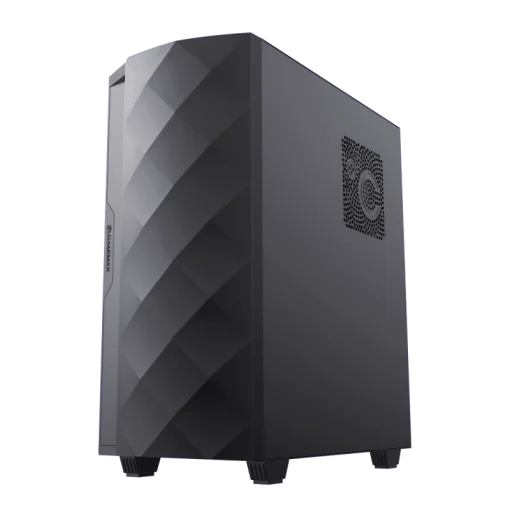 Cod. G:400 Case GAMEMAX Diamond CP BLACK / ATX / Panel frontal Efecto corte en diamante y tira LED ARGB / Diseño puerta deslizante / tapa lateral vidrio templado / USB3.0 + USB 2.0 / admite VGA 340mm / Incluye 4*Fans (1*Fan Turbo 14CM COC P/MB + 3*Fans 12