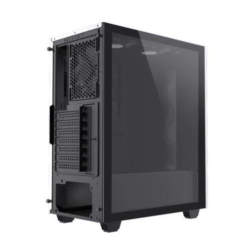 Cod. 401 Case GAMEMAX Diamond CP White / ATX / Panel frontal Efecto corte en diamante y tira LED ARGB / Diseño puerta deslizante / tapa lateral vidrio templado / USB3.0 + USB 2.0 / admite VGA 340mm / Incluye 4*Fans (1*Fan Turbo 14CM COC P/MB + 3*Fans 12CM