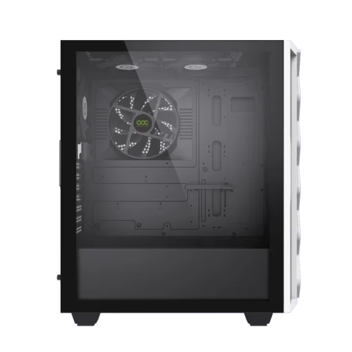 Cod. 401 Case GAMEMAX Diamond CP White / ATX / Panel frontal Efecto corte en diamante y tira LED ARGB / Diseño puerta deslizante / tapa lateral vidrio templado / USB3.0 + USB 2.0 / admite VGA 340mm / Incluye 4*Fans (1*Fan Turbo 14CM COC P/MB + 3*Fans 12CM