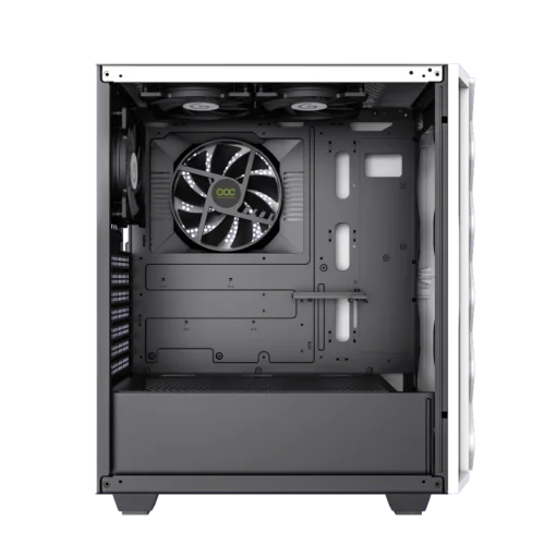 Cod. 401 Case GAMEMAX Diamond CP White / ATX / Panel frontal Efecto corte en diamante y tira LED ARGB / Diseño puerta deslizante / tapa lateral vidrio templado / USB3.0 + USB 2.0 / admite VGA 340mm / Incluye 4*Fans (1*Fan Turbo 14CM COC P/MB + 3*Fans 12CM