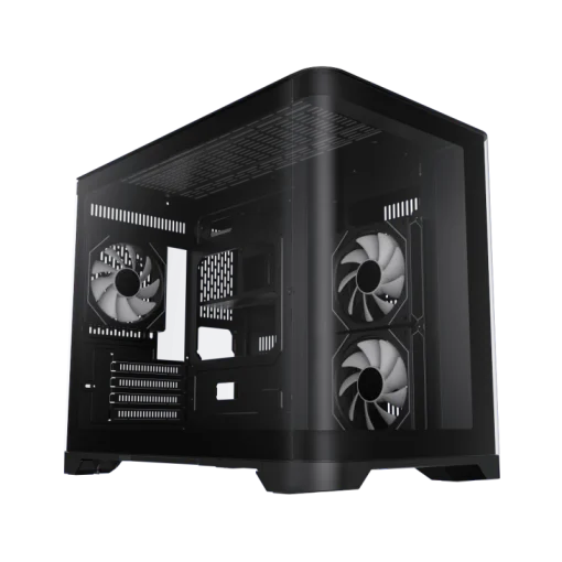 Cod. 346 Case GAMEMAX HYPE-M BK / M-ATX / 1*USB3.0, 2*USB2.0 / vidrio templado curvo panorámico / admite tarjetas NVIDIA Serie 4000 &amp; refri. líquida 360° / Incluye 3*Fans 120mm ARGB + Controlador PWM ARGB HUB