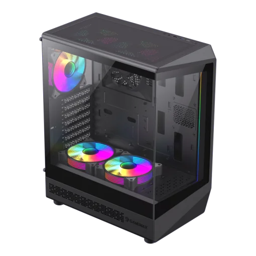 Cod. 349 Case GAMEMAX Vista COC AB / ATX / USB-C, USB3.0, USB2.0 / panorámica de 262° vidrio templado / Arquitectura de refrigeración y overclocking COC 1*Turbo Fan P/MB / Incluye 5*Fans 120mm ARGB