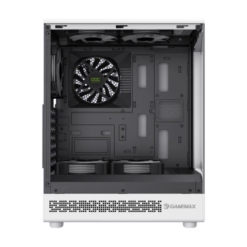Cod. 350 Case GAMEMAX Vista COC AW WH/ ATX / USB-C, USB3.0, USB2.0 / panorámica de 262° vidrio templado / Arquitectura de refrigeración y overclocking COC 1*Turbo Fan P/MB / Incluye 5*Fans 120mm ARGB
