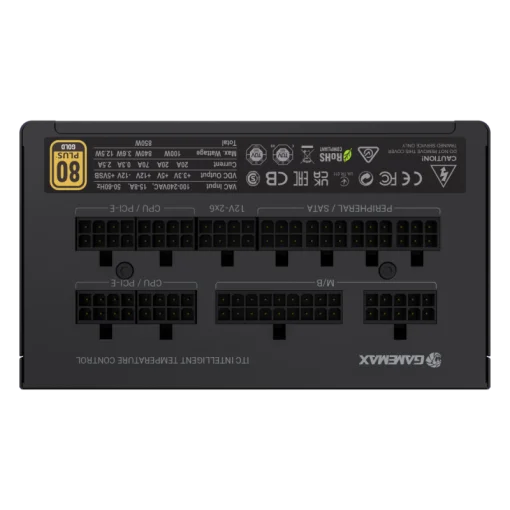 Cod. 155  Fuente de Poder GAMEMAX GX850 PRO BK (ATX3.1 PCIe5.1) Modular / 850Watts / Certificada 80 Plus Gold / Compatible ATX3.1 y PCIe5.1 (conexión 12V-2x6 P/tarjetas GPU RTX40) /135MM Ventilador /100-240V / ATX