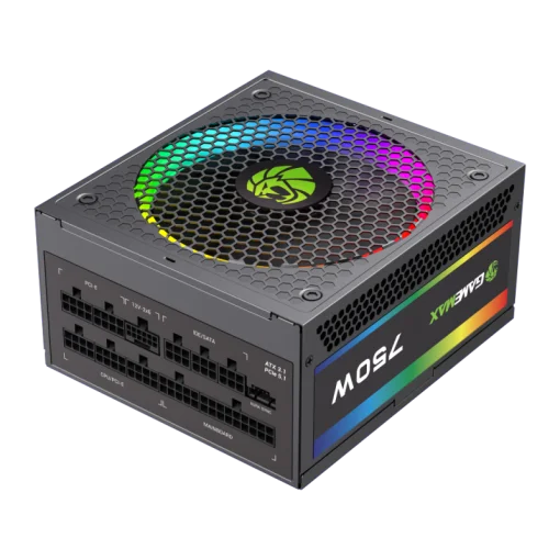 Cod. 165 Fuente de Poder GAMEMAX RGB-SMART 750 PRO (ATX3.1 PCIe5.1) BK / Full Modular / 750WATTS / Certificada 80+ Gold / Compatible ATX3.1 y PCIe5.1 (EPS 12V 2.92 P/ultima tarjetas RTX 40/50) / 14CM ARGB FAN (25 Modos de iluminación) Aura SYNC ASUS, GIGA