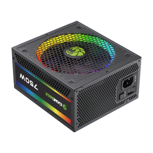 Cod. 165 Fuente de Poder GAMEMAX RGB-SMART 750 PRO (ATX3.1 PCIe5.1) BK / Full Modular / 750WATTS / Certificada 80+ Gold / Compatible ATX3.1 y PCIe5.1 (EPS 12V 2.92 P/ultima tarjetas RTX 40/50) / 14CM ARGB FAN (25 Modos de iluminación) Aura SYNC ASUS, GIGA
