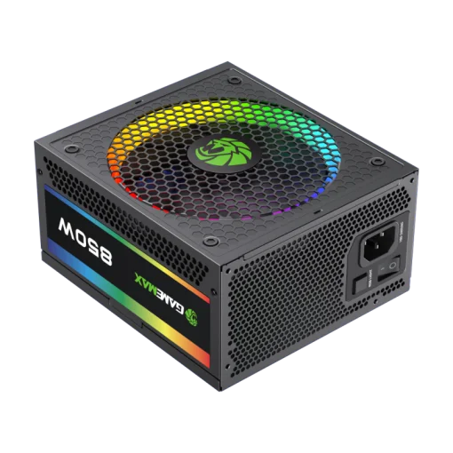 Cod. 166  Fuente de Poder GAMEMAX RGB-SMART 850 PRO (ATX3.1 PCIe5.1) BK / Full Modular / 850WATTS / Certificada 80+ Gold / Compatible ATX3.1 y PCIe5.1 (EPS 12V 2.92 P/ultima tarjetas RTX 40/50) / 14CM ARGB FAN (25 Modos de iluminación) Aura SYNC ASUS, GIG