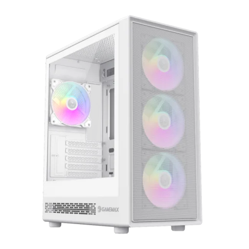 Cod. G:395 Case GAMEMAX Storm 2 MW / M-ATX / USB-C, USB3.0 / lat. vidrio templado, Diseño Frontal panel Mesh ABS / Bloqueo interruptor de niños / admite VGA 330mm / Incluye 4*Fans ARGB 120mm