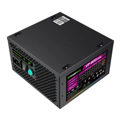 Cod. 139 Fuente de Poder GAMEMAX VP-800-RGB / interruptor ECO (ON/OFF) / Certificado 80 Plus Bronze /700Watts/12CM Ventilador RGB/ATX P/PC