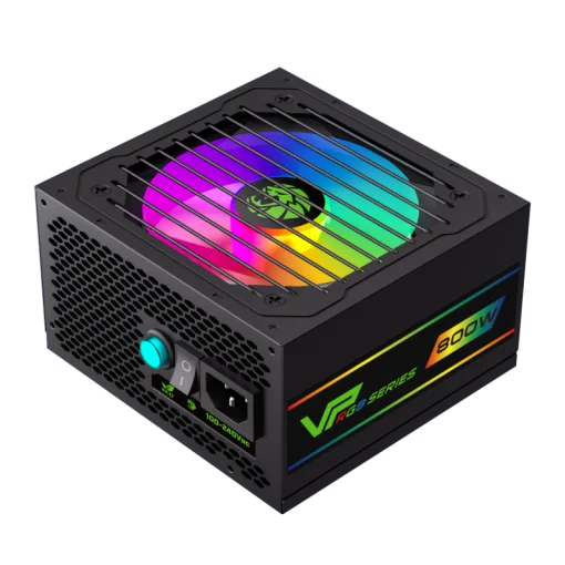 Cod. 142 Fuente de Poder GAMEMAX VP-800-M-RGB BK / Semi-Modular / Certificada 80 Plus Bronze / 800Watts / 12CM Ventilador RGB / ATX P/PC