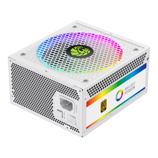 Cod. 159 Fuente de Poder GAMEMAX RGB-850 PRO WH / Modular / 850WATTS / Certificada 80 + Gold / 14CM ARGB FAN /sincronización con placas base RGB compatibles de ASUS, GIGABYTE, MSI y ASRock