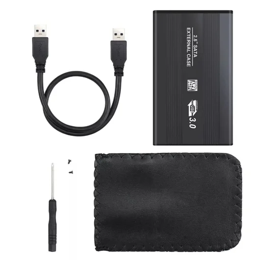 Cod.015 Capsula para Disco Duro Externo SATA 2.5" / USB 3.0 HDD/SSD / Aluminio / Black