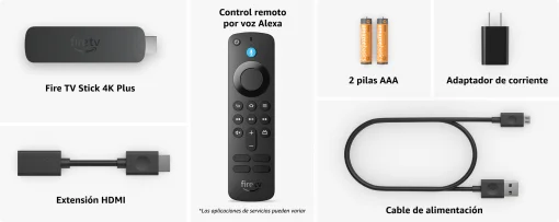 Cod. 1126 Fire TV Stick 4K PLUS (modelo m&aacute;s reciente) con Alexa | (Control TV/barra de sonido) / Wi-Fi 6 | Contenido 4K Ultra HD HDR10+ | 8GB Alm. | Smart Home | Dolby Vision Atmos | b&uacute;squeda de Fire TV con inteligencia artificial