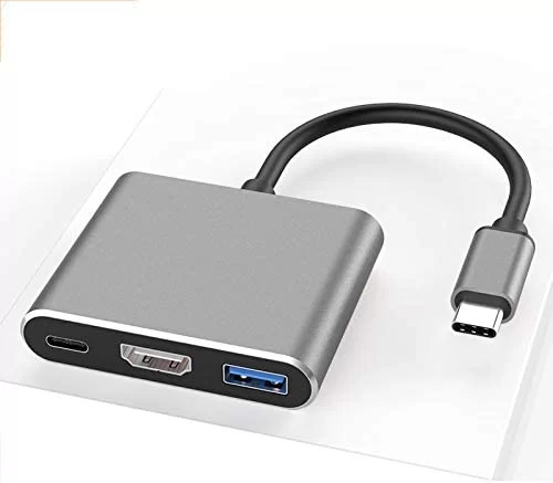 Adaptador USB C a HDMI, adaptador USB tipo C convertidor AV multipuerto con  salida HDMI 4K, puerto USB 3.0 y puerto de carga USB-C compatible con