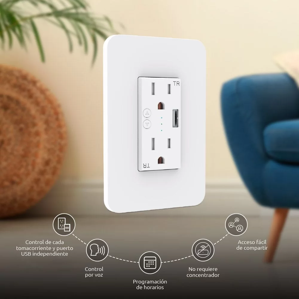 Tomacorriente Inteligente De Pared Wifi Tuya Smart Alexa Goo